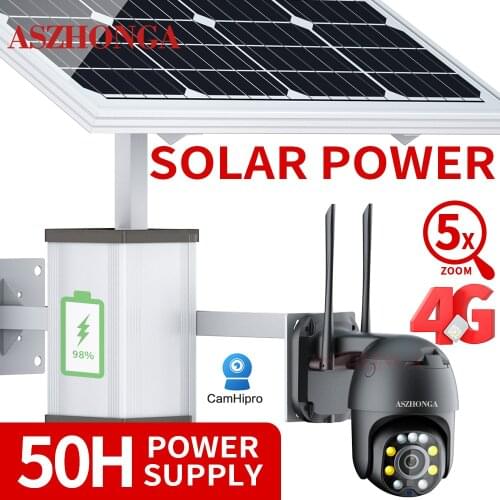 4G 5MP HD Security IP Camera 5X Optical Zoom Outdoor Surveillance Cam 60W Solar Panel With 30A/40A Rechargeable Battery CamHipro