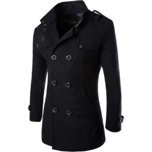Quality Winter Wool Warm Coats Slim Fit Button Jackets Mens Casual Outerwear Trench Zipper Jacket and Coat Man Thick Coat M-4XL