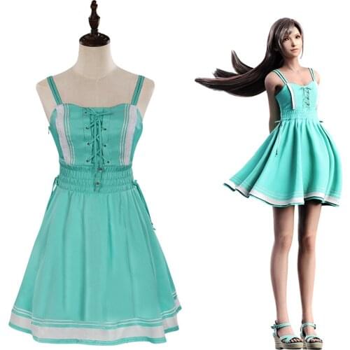 Final Fantasy VII FF7 Remake Tifa Lockhart Cosplay Costume Dress Halloween Carnival Suit