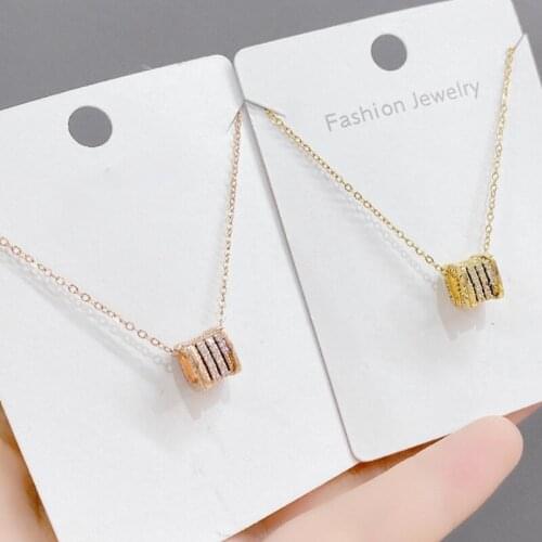 BOTU New Style Creative Necklace Womens Korean-Style Fashion Student Simple Geometric Pendant Rose Gold Chain Ornament