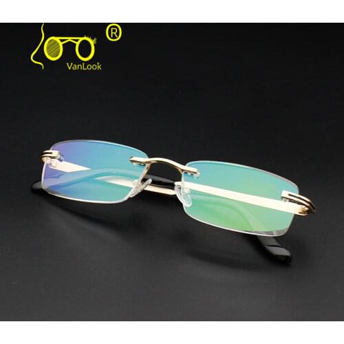Mens Reading Glasses Rimless Diamond Cutting Edge +1.00 1.50 2.00 2.50 3.00 3.50 4.00 Antiglare Fashion Spectacle Case Business