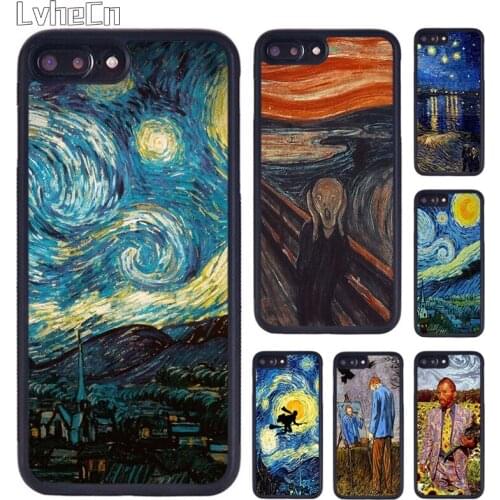 LvheCn Van Gogh Starry sky art Soft silicone Phone Case For iPhone SE 6s 7 8 Plus 11 12 Pro X XR XS Max Samsung galaxy S8 S9 S10