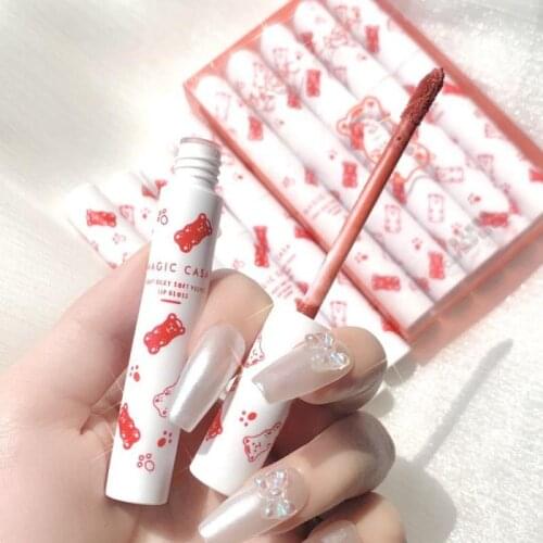 5 Pcs Lip Glaze Set Cute Pet Bear Matte Velvet Lip Mud Waterproof Long Lasting Lipstick Lip Makeup Gloss Beauty Cosmetic TSLM1
