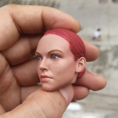 New 1:6 Scale Jedi Agent Tracey Gril Head Sculpt with Red/Black PVC Hard Hair for 12'' Female figure boy accessory