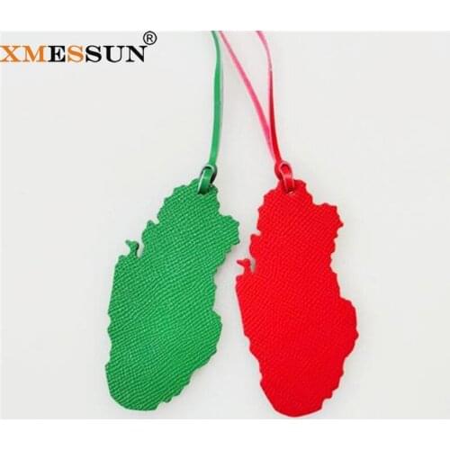 Wholesale Custom Made Genuine Natural Leather Qatar Map Keychain Ladies Backpack Pendant Women Bag Charm