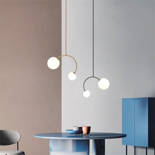Nordic semi circular tube hanging pendant lights bedroom living room led magic bean decorative molecular pendant lamps