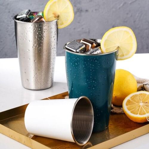Hot Stainless Steel Metal Beer Cup Wine Cups Coffee Tumbler Tea Milk Mugs Kitchen Drinkware