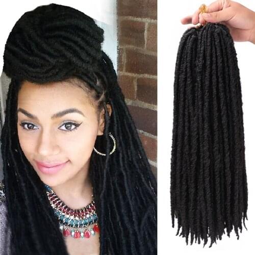 ONYX Straight Faux Locs 18"Goddess Crochet Braids Natural Synthetic Hair Extension Heat Resistant Hair for Women Black/Brown