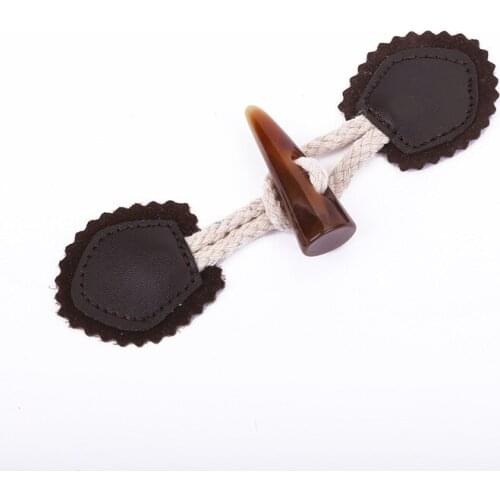 Diy Buttons Vintage Leather Duffle Horn Toggle Button Craft Jacket Coat Sewing Accessories Skin Belt Rope Resin Sweater 5pc/lot