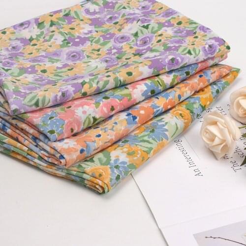 Chiffon Fabric By The Meter For Sewing Pastoral Style Flower Print Cloth Sheets Summer Dress Making Crafts Handmade Diy 45*150cm