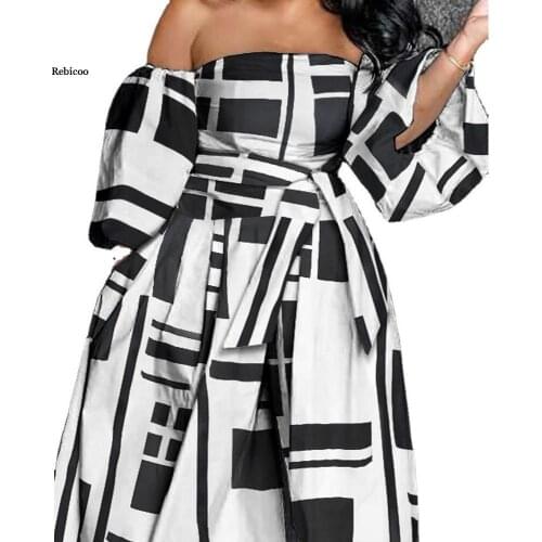 Loose African Printing Splicing One Shoulder High Waist Sexy Women Jumpsuit Europe America Strapless Casual Summer New