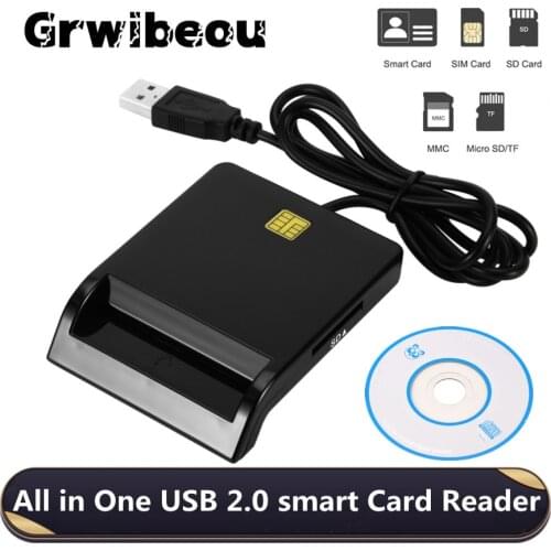 All in One USB 2.0 Smart Card Reader For Bank Card IC/ID EMV SD TF MMC SIM Cardreaders USB-CCID ISO For Windows 7 8 10 Linux OS