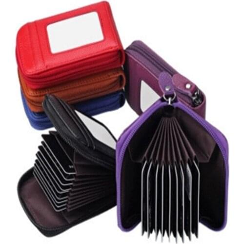 Utility 24 ID Card Cover Multi-functional Bank Card Business Credit Card Holder Leather Zipper Bag 3014