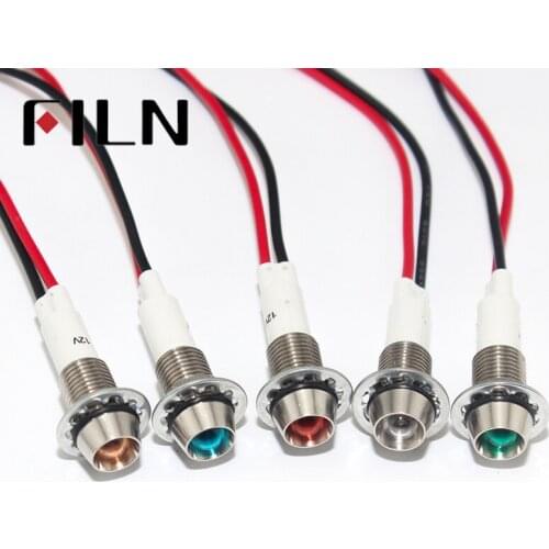 10mm Red Yellow Blue Green LED Metal Indicator Light Waterproof IP67 Signal Lamp 3V 5V 6V 9V 12V 24V 110V 220V White Pilot Seal