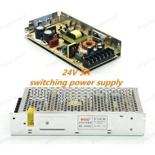 Top quality 24V 5A 120W Switching Power Supply Driver for LED Strip AC 100-240V Input to DC 24V free shipping