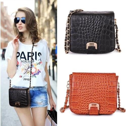 Vintage Alligator Crossbody Bags for Women Chain Strap Shoulder Bag Small Flap Lady Handbags and Purses