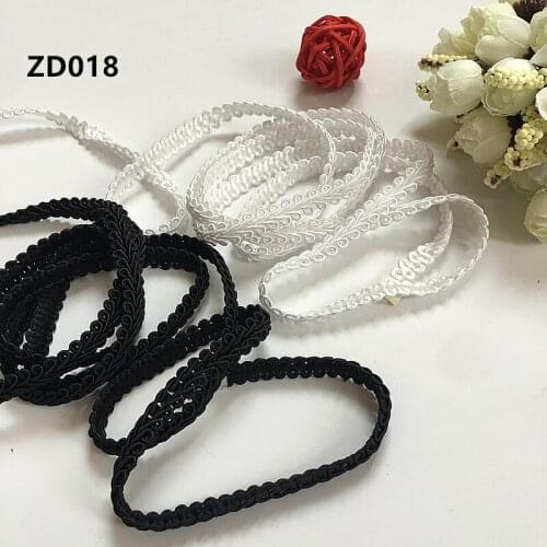 10 meters Width 10mm black white polyester weave lash ribbon lace trim with edge ZD018