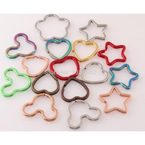 10PCS /lot Mouse /heart/ star/ flower /apple /shape lovely key ring key chain split ring diy handmade decoration accessories
