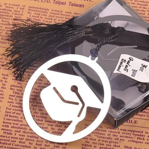 10pcs/lot Wedding Souvenir Stainless Steel Doctorial Hat BookMark Creative Small Gift Exquisite Box For Wedding Accessories