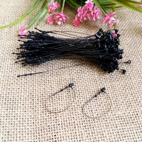 1000pcs/lot 3" 5" 7" black string hang tag garment tags lock plastic snap fastener LOOP PLASTIC TAG FASTENERS for clothes tags