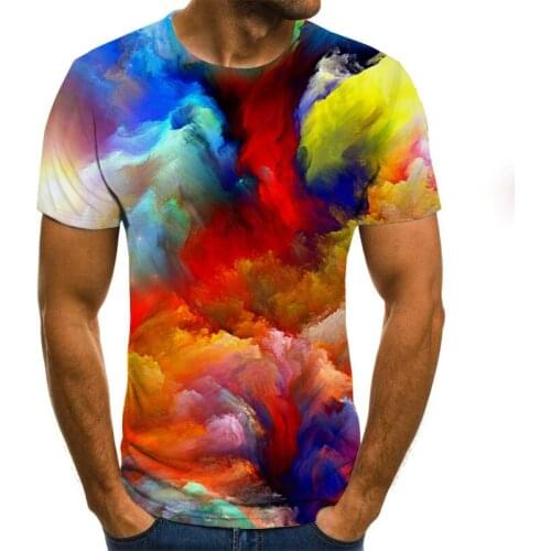2021 new summer fashion art color graffiti t shirt mens 3DT shirt Novelty t-shirts Round neck short sleeve shirt Plus size tops