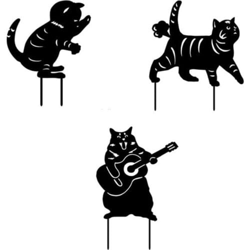 3PCS Cat Silhouette Stake Yard Art Acrylic Garden Decoration Cat Crafts Lawn Ornament For Courtyards Backyards Lawns