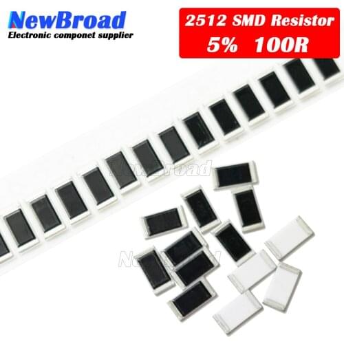 50PCS 2512 SMD Resistor 5% 100 ohm 1W 100R 101