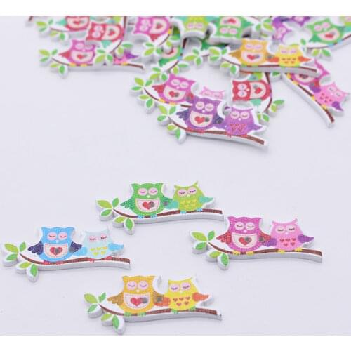 50Pcs Love Owl Standing on branch Owl Wooden Buttons Fit Sewing Scrapbooking Apparel Sewing DIY 2016 New Sewing Accessories