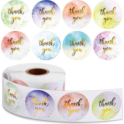 500pcs/roll Magic Label Stickers Circle Paper Thank You Stickers Seal Labels for Wedding Birthday Party Favor Gift Box Sticker