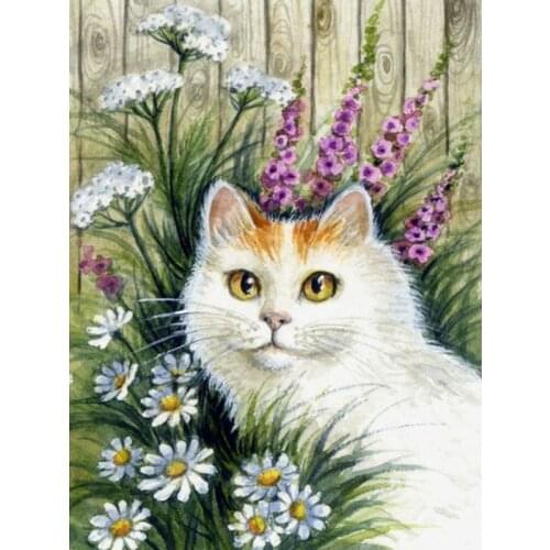 Full Drill 5D Diy Diamond Painting Cat Rhinestone Diamond Embroidery Animal Cross Stitch Flower Mosaic Home Decor Handmade Gift