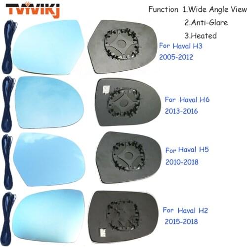TVYVIKJ Side Rearview Mirror Blue Glass Lens For Haval H3 H6 H5 H2 2005-2018 Wide Angle View anti glare door mirror wing