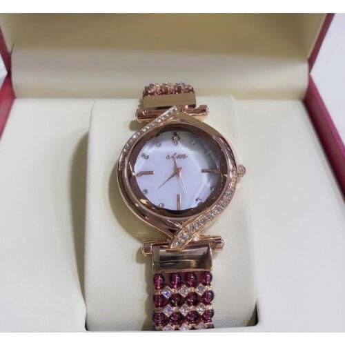 Natural garnet stone bracelet & 33mm watch DIY jewelry for woman waterproof watch for summer beach wholesale