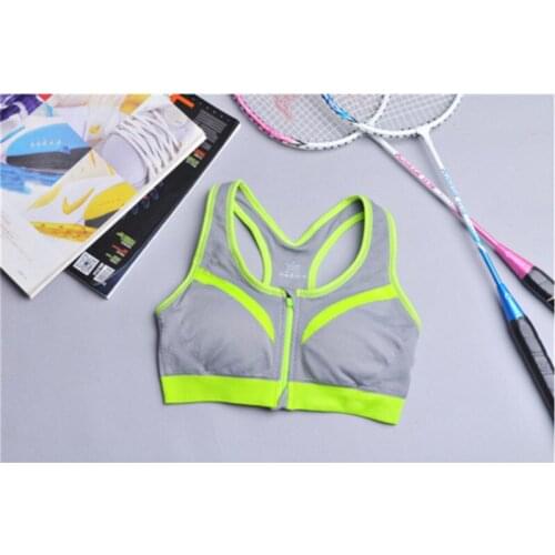 Female wearing bras Goddess bras Racerback sport bustier Seamless fitness Front Zipper sosten deportivo fantasie bras