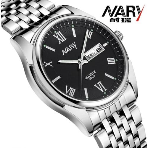 Nary Men Watch Top Brand Luxury Classic Men Watches Stainless Steel Date Day Quartz Watch Fashion Business Men Watches Reloj