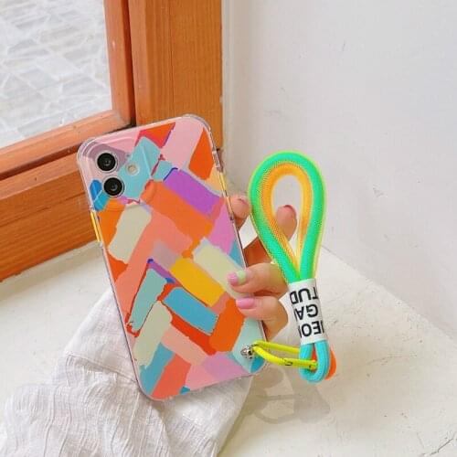 Chalk Graffiti Painted Phone Case For iPhone 12mini 11pro X XR XS Max 7 8 Plus Color Edge Soft TPU Phone Protective Cover