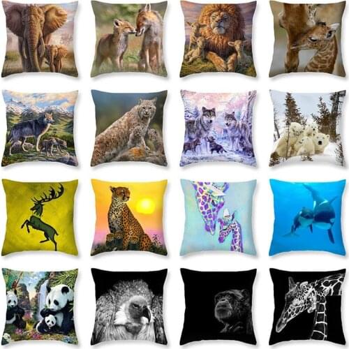 Pillow Case Cushion Casehome Soft Room Pillow Case Cover 18'' Animals Style Cotton Linen Gifts Single Sides Printing