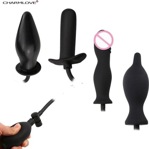 Black Inflatable Butt Plug expandable Anal Sex Toy Physical Therapy Masturbation Massager Anal Sex Fun Plug