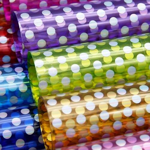 David accessories 20*33cm Transparent Dot PU Synthetic Leather Faux Leather Fabric for Bows,DIY Handmade Materials,1Yc8293