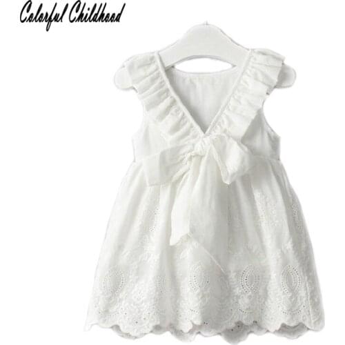 Elegant lace backless dress for girls party wedding costumes kids vest dress summer children dress toddler vestidos