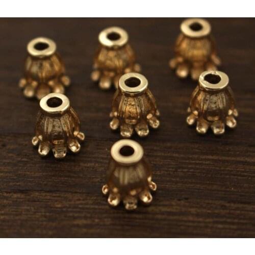 7x8mm Quality Brass Metal Flower Beads Caps Tassel Caps Charms Gold Silver Plated Findings DIY Jewelry Making
