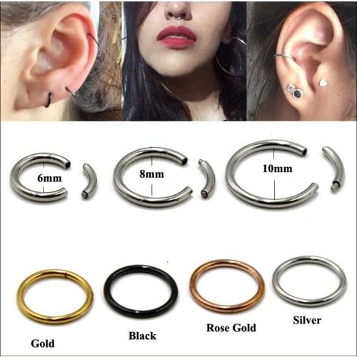2PCS 16G Steel Segment Ring Ear Piercing Nose Rings Captive Nose Hoop Piercings Clip on Earrings For Unisex Body Jewelry