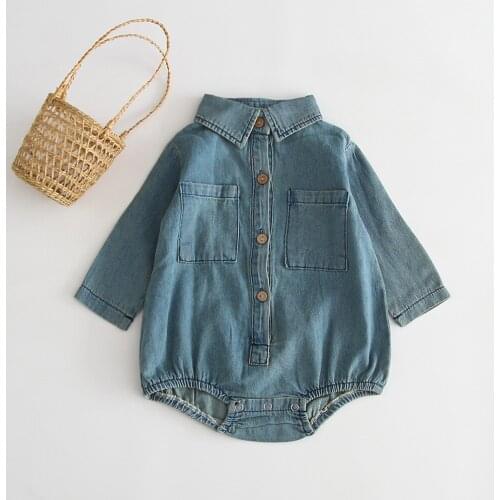 New Born Baby Clothes Long Sleeve Newborn Baby Romper Denim Infant Romper Clothes For Boys Girls Infant Toddler Jumpsuit Clothes
