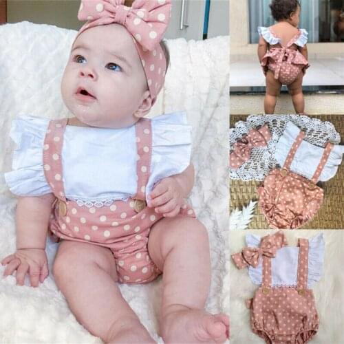 Pudcoco Newborn Baby Girl Romper Bodysuit Headband Sunsuit Summer Outfit Clothes 2020 Baby Clothing