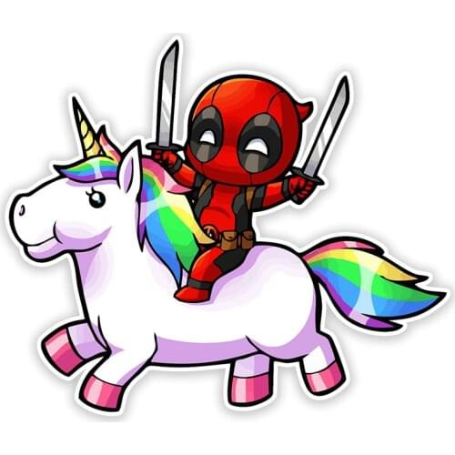 Creativity Car Sticker for Cute Deadpool on Unicorn Window Wall Bedroom Auto Motorcycle Laptop Car Sticker Decal Car Accessories