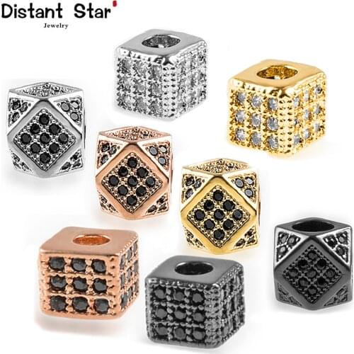 5.3*5.5/4.7*5.6/6.7*9.7mm High Quality Micro Pave Zrcon Square Copper Bracelet Spacer Beads For DIY Jewelry Making