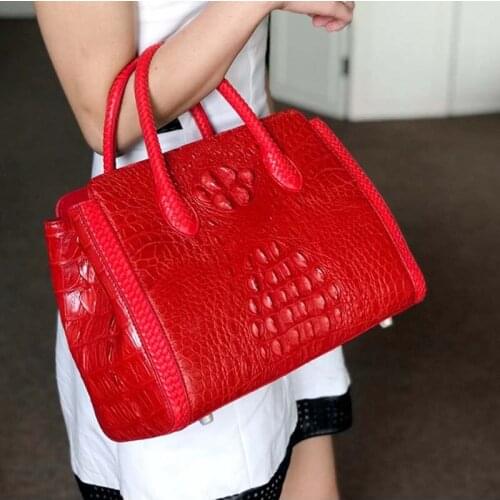 Ouruili Summer new recreational crocodile skull skin female bag solid color animal grain bag crocodile skin lady women handbag