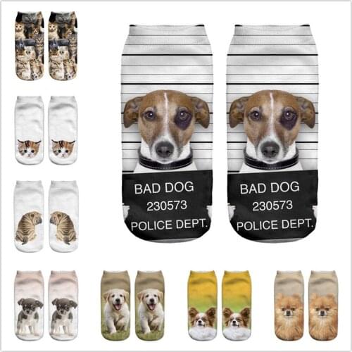 Hot Sale 3D Digital Printed Chow Dog Women Socks Unisex Fashion Cute Short Sock Women Low Anklet Print Cute Dog Sock