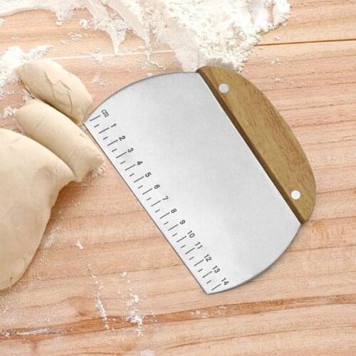 Stainless Steel Pastry Spatulas Cutter Wooden Handle Pizza Dough Scraper Cake