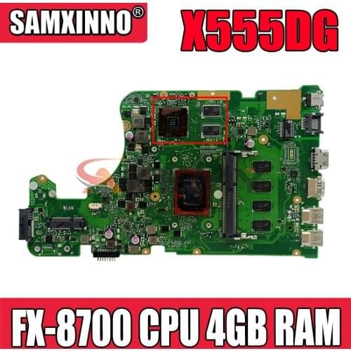 Akemy For Asus X555YI X555D A555D X555Y X555DG notebook mainboard with FX-8700 CPU 4GB RAM X555DG laptop motherboard tested OK