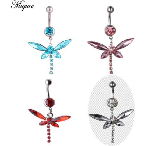 Miqiao 1 Pcs Piercing Jewelry Butterfly Stainless Steel Belly Button Ring Claw Chain Pendant Hot Selling In Europe and America